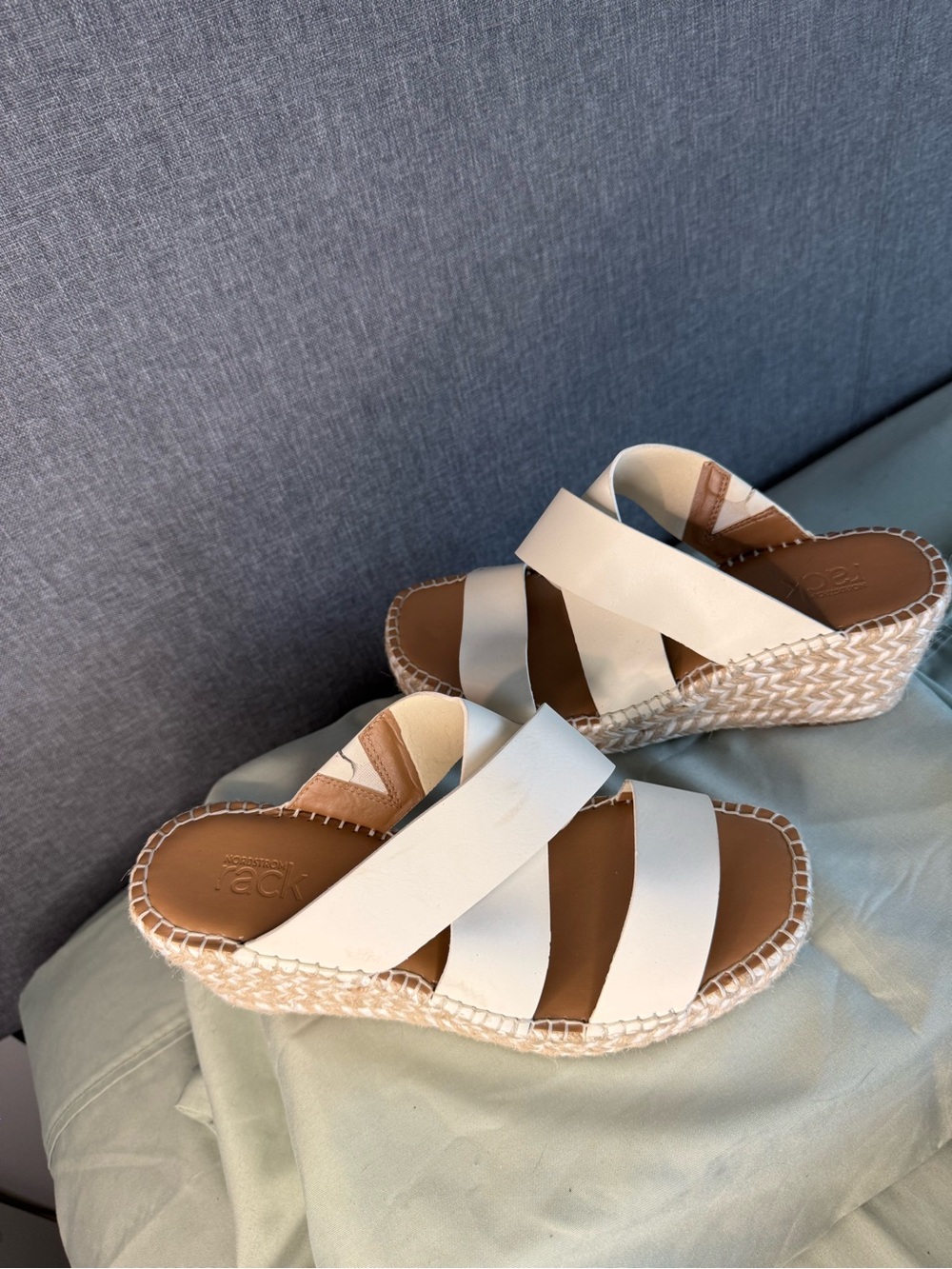 White wedge heels